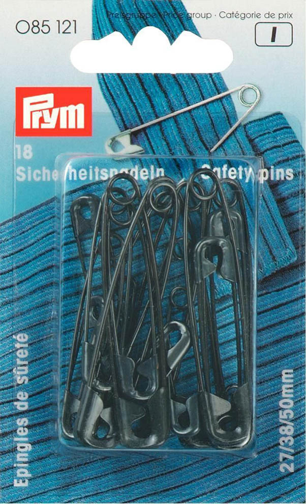 Prym Sicherheitsnadeln 27/38/50 mm, schwarz, 18 Stück